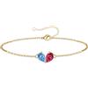 AUROGLOW Braccialetto personalizzato con doppia pietra portafortuna per madre e figlia, design a forma di cuore a goccia, 2 pietre portafortuna personalizzate, braccialetto delicato regolabile