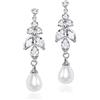 UDYLGOON UDORA - Orecchini lunghi pendenti da donna con zirconia cubica, con perle finte, ideali come regalo per spose e damigelle d'onore, 0.39inches, Zircone cubico, Zirconie sintetico