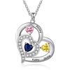 Lam Hub Fong Collana Cuore Personalizzato con Ciondolo D'argento Incisione 1-6 Nomi Simulated Birthstone Collana Madre Figlia Signore Gioielli Regalo per la Festa Della Mamma San Valentino (3 Nomi)