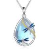 KQF Collana da donna con ciondolo a forma di libellula, farfalla, gatto, medusa, coniglietto, axolotl, ape, sirena, colibrì, elefante, in argento Sterling, con pietra di luna, idea regalo per donne