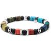 Nato Cuff - Bracciale Teschio Skull in Argento - Perle di ceramica greca artigianale - Perline Onice Pietre semipreziose - Gioielli Uomo o Donna fatti a mano in Francia (Large 19cm)