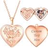 U7 Collana Donna con Foto Personalizzata Medaglione Cuore Rosa Fiore Ciondolo Portafoto Personalizzato + Catena Regolabile, Placcato Oro Rosa, Regalo per Natale Anniversario Compleanno