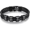 Presentimental Braccialetto da Uomo Personalizzato con 1-5 Nomi Bracciale in Pelle per Uomo Regalo per la Festa del Papà, Natale, Compleanno (A-4 name)