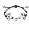 DIMACCI Bracciale in nylon con frange | Pony e acciaio INOX argentato, colore: Nero , cod. 4051489783003