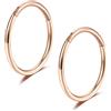 Lantine Set di orecchini a cerchio per setto nasale con cerniera, colore oro rosa, 20 g, 18 g, 16 g, 6 mm, 8 mm, 10 mm, 12 mm, 14 mm, 16 mm, per setto nasale, cartilagine, elica, Metallo, acciaio