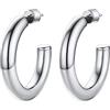 PROSTEEL 30MM Orecchini Argento a Cerchio Colonna Circolare Vuoto Orecchini Riduzione del Peso del 50% Orecchini Donna Rétro Affascinante Combinazioni di Impilamento