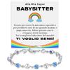Bramart Bracciale Donna Baby Sitter con Pietre di Zirconia Blu Regalo per lei Finitura in Oro Bianco Argento 925 Idee Regali Tata Compleanno Natale - Cofanetto con DEDICA incluso. (BabySitter - Pietre Blu)