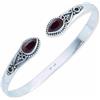 mantraroma Bracciale in Argento 925 con Pietra preziosa Rossa Granata, Bracciale Rigido in Argento Sterling da Donna, Regalo