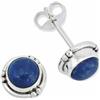 mantraroma orecchini a bottone in argento 925 con pietra blu lapislazzuli, orecchini in vero argento sterling da donna, regalo