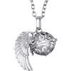 Morella Catenina Donna Angelo Custode in Acciaio Inox 70 cm con Ciondolo ad Ali di Angelo e Sfera Bianca Ø 16 mm in Sacchetto di Velluto
