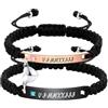 OTXIXTO Braccialetti Coordinati Personalizzati per Coppie Bracciali per Coppia Intrecciato Regolabili con Cuore Collegabile Incisione Relazione Nome Bracciale Gioielli Regali per Coppie (Stile A1)