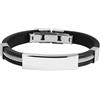 Akzent - Bracciale da Uomo in caucciù e acciaio inox nero argento