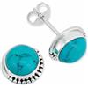 mantraroma orecchini a bottone in argento 925 con pietra turchese, orecchini a bottone in vero argento sterling da donna, regalo