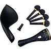 ZETION 1 set di violini 4/4 accessori intagliati, cordiera + piroli + puntale + mentoniera accessori per violino (Color : Ebony)