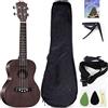 MUSOO Ukulele Tenor ukulele con top in mogano, 66 cm, con accessori per ukulele con custodia, tracolla, corda in nylon, accordatore elettrico, plettri