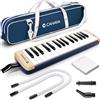 CAHAYA Melodica Instrument 32 tasti: bocchino doppio tubo Air Piano Keyboard strumento musicale regalo con borsa per il trasporto beige blu