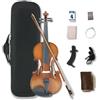 Yinfente Kit per violino a 4 corde, 4/4 3/4 1/2 fiamma, in legno massello di acero e abete rosso, accessori in ebano, custodia, arco, accordatore, panno per la pulizia, corda extra, spalliera fatta a