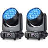 DELIBANG Confezione da 2 Teste Mobili LED DJ Light 19x15W DMX Luci della Fase Zoom Beam Wash RGBW DJ Luce per le Feste Live Show Disco Concerto Matrimonio Eventi di Natale Inventario in Germania