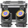 U`King 2 Pezzi con Flightcase 19 LED 285W Wash Teste Mobili, RGBW 4 in 1 Professionale Zoom Luce con Striscia di Luce per Palco Festa Matrimonio Bar KTV Concerto