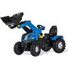 Rolly Toys rollyFarmtrac NewHolland, 611256, Trattore a Pedali con Pala Frontale e Cofano apribile, Sedile Regolabile, Pneumatici silenziosi, Giocattolo per Bambini dai 3 Anni in su, Colore Blu
