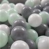 KiddyMoon Palline Morbide Colorate Per Piscina Bambini Fatto In UE, 200 ∅ 6CM, Bianco/Grigio/Menta