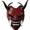 Jorzer Maschera Oni Spaventosa a pieno facciale in lattice Maschera Hannya giapponese con zanne e corno di bue 11x9, 5 Maschere da diavolo horror per Halloween Mascherata Puntelli Cosplay Rosso Oni Samura