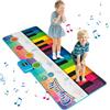 GYMAX Tappeto Pianoforte da 181 CM, Grande Tappeto da Ballo con Pianoforte a Tastiera con 24 Tasti, 8 Suoni di Strumenti, 10 Canzoni, Riproduzione e Volume Regolabile, per Bambini 3+ Anni