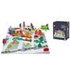Janod - Kubix, 60 Blocchi + Puzzle Città 20 Pezzi - Gioco di Costruzioni Blocchi in Legno Massello + Puzzle Città in Cartone Come Tappeto di Gioco - Pratico Bidone Portaoggetti - Da 3 Anni, J08304