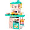EGLEMTEK Cucina Giocattolo Bambini Con Luci E Suoni Realistici Rubinetto Con Riciclo Acqua Forno E Fornelli Apribili 50 Accessori Inclusi Gioco Educativo Per Bambini Dai 3-8 Anni (Verde)