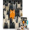 AITEXI Puzzle da 1000 pezzi per adulti Gatto arancione in mezzo alla folla Difficile e sfidante Attività divertenti a casa, regali di compleanno, regali di viaggio, 52x38cm