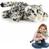 Generic Animale di peluche ansia ponderato, giocattoli di peluche leopardo delle nevi per supporto del sonno, simpatico cuscino avvolgente per bambini adulti 30cm