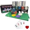 Generico Set da Poker da 200 Fiches, Set da Texas Holdem e Black Jack, Set di Fiches da poker con Tappetino Carte da gioco Porta Fiches, Bottoni Dealer Buio, Set in Scatola di Latta