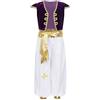 Riismen Costume Completo Sultano Arabo per Ragazzi - Costume Aladino 2 Pezzi con Gilet e Pantaloni Larghi per Halloween Carnevale Travestimenti Tradizionali e Party Viola 5-6 anni