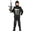 FIESTAS GUIRCA | Costume SWAT Bambino - Set Poliziotto - 3-4 anni, Nero/blu | 4 Pezzi Inclusi | Stampa S.W.A.T. | Misura 109 cm | Tessuto Poliestere | Halloween, Carnevale