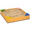 Outsunny Sabbiera per Bambini da 4 Posti in Legno di Abete con Design senza Fondo e Fodera Rimovibile, 109x109x19.8 cm, color Legno