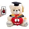 FAHOXUMR Regalo Laurea per lei Orsacchiotto Personalizzato con Nome Foto, Orsetto di Peluche con il Cuore Cappello Laurea come Regali Personalizzati per lui lei (20 cm)