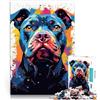 AITEXI Puzzle da 1000 pezzi per adolescenti Colore del cane Pitbull Pitbull Gioco pratico Attività divertenti a casa, regali di compleanno, regali di viaggio, 52x38cm