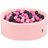 KiddyMoon Piscina con Palline 90 X 30 Cm / 200 Palline Ø 7 Cm in Schiuma Morbida per Neonati E Bambini da 8 Mesi Rivestimento in Cotone Sfoderabile con Zip, Fenicottero: Rosa/Rosa Chiaro/Nero