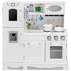RELAX4LIFE Cucina Giocattolo in Legno per Bambini, Luci e Suoni Realistici, Gioco di Simulazione con Telefono, Frigorifero, Distributore d'Acqua per Bambini 3+Anni