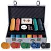 CCLIFE Set da Poker Chips Poker in plastica, 500 fiches con Stampa, Scatola Alluminio Argento