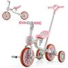 COSTWAY 4 in 1 Triciclo per Bambini con Maniglia di Spinta, Triciclo per Bambini Bicicletta Equilibrio con Maniglia, Sedile Regolabili e Pedali Rimovibili, per 2-4 anni (Rosa)