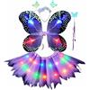 Generic Costume Farfalla Bambina - Costume Fatina 4Pcs Fata Ragazza Vestito Principessa Farfalla con Ali Bacchetta tutù Cintura per i Capelli per Ragazze Bambina Feste a Tema Carnevale