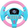 SHAVERUSH Volante di Simulazione Giocattolo con Musica e Luci, Sedile per Auto per Bambini (Rosa)
