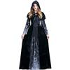 HEONSATI Donna Vestito Da Strega Retrò Maxi Abiti Da Sera Cosplay Manica Lunga Con Cappello Abito Strega Halloween Per Feste Vestiti Gotico Di Halloween Costume Per Cosplay, Carnevale, Sera, Feste