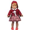 DUORUIMI Vestiti per bambole vestito rosso inverno abito natalizio cappotto motivo a quadri con cappello per bambola ragazza americana 45 cm
