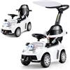 COSTWAY 3 in 1 Auto a Spinta, Macchinina da Passeggio con Clacson, Musica, Luci, Cintura di Sicurezza, Tettuccio e Manico, Macchina Cavalcabile per Bambini 1+ Anni (Bianco)