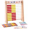 Elvozvets Abaco di legno con 100 bastoncini di conteggio e carte numeriche da 1 a 100, Pallottoliere per bambini, Pallottoliere Classico di Legno con 100 Palline Colorate, Regalo per Bambine e Bambini di Anni