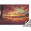 kaiyun 1000pcs (75x50cm) Puzzle Per Adulti Autunno Foglie Donna Uomo Tavola Di Legno Ad Incastro Di Precisione Picturesque Tramonto