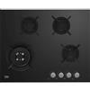 Beko HINW64229S - Piano cottura a gas, 4 bruciatori, accensione integrata, bruciatore wok, nero