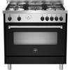 Bertazzoni La Germania Cucina Americana AMN965ENET/21, 90 Cm, Piano Cottura A Gas, 5 Fuochi, Forno A Gas Ventilato, Colore Nero Opaco, Classe Energetica A+